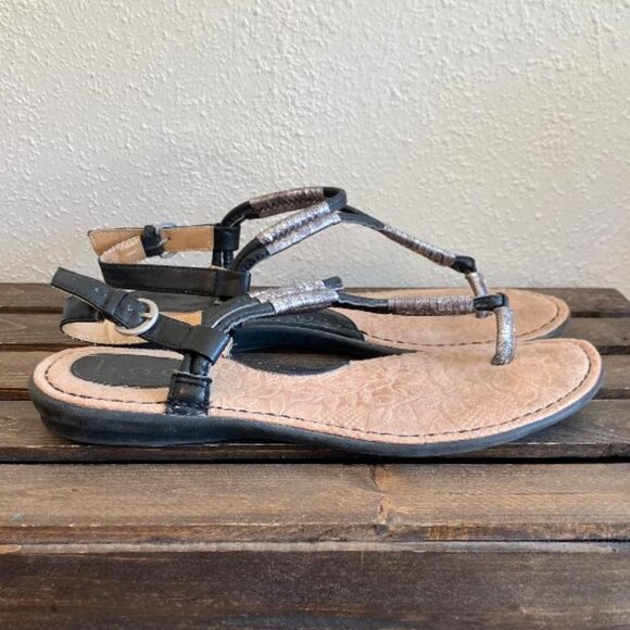 B.O.C. Born Concept Black/Pewter Sandals Cersei Slingback Flip Flops Size 9 - Picture 3 of 9